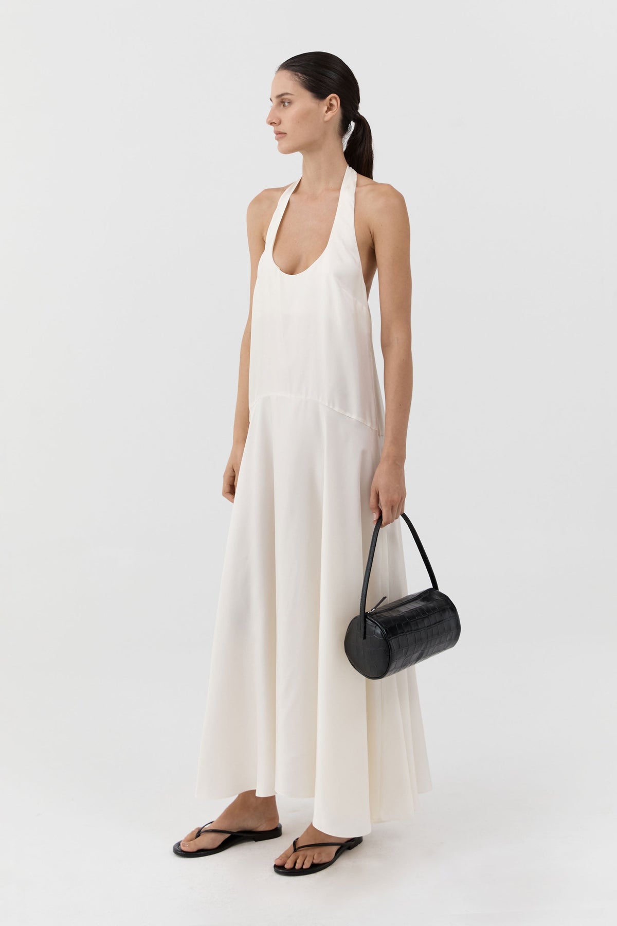 Connolo Shoulder Bag - Croc Embossed Black