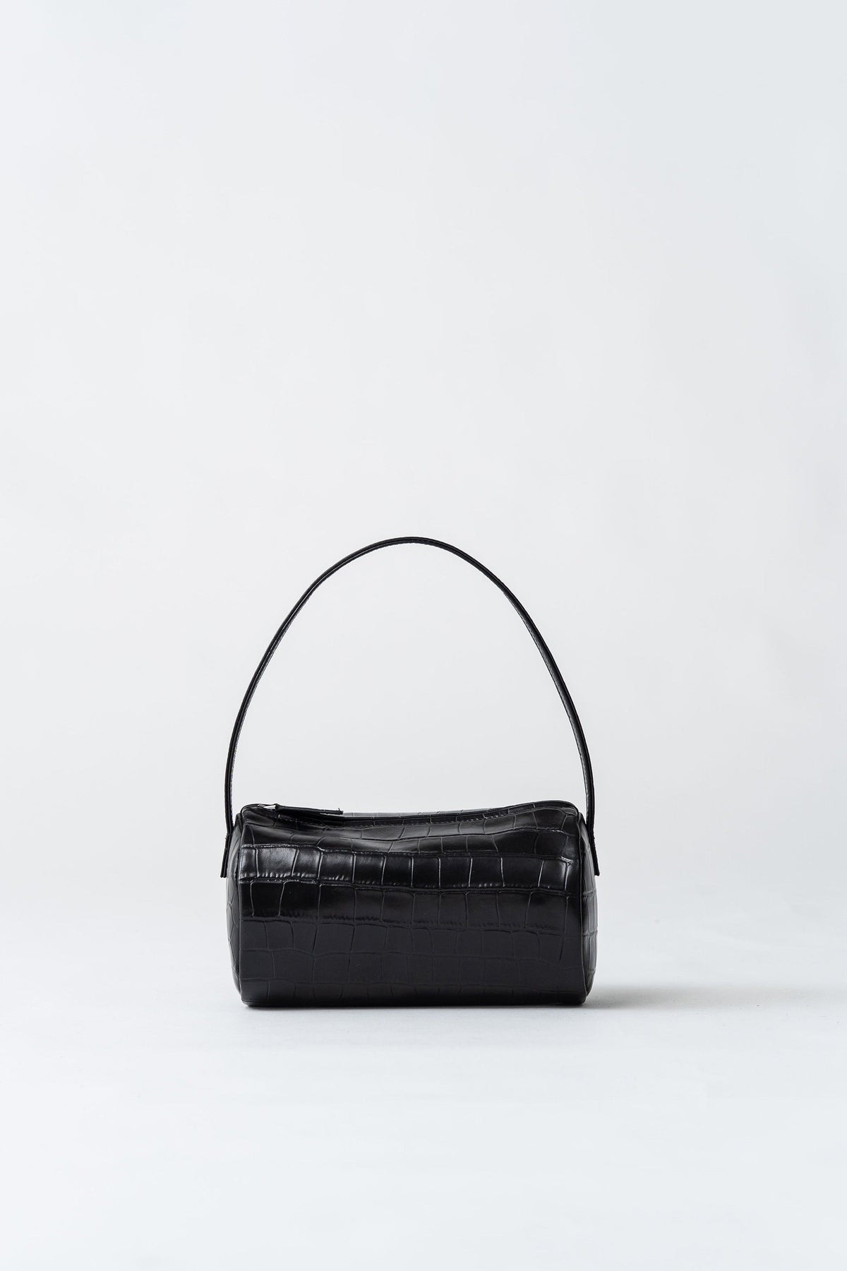 Connolo Shoulder Bag - Croc Embossed Black