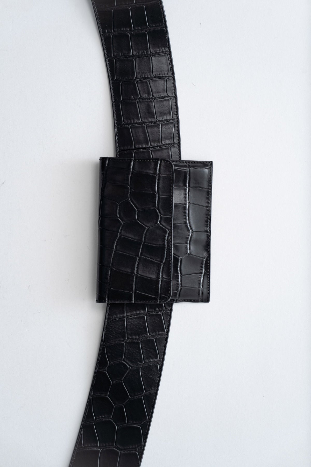 Croc Pocket Belt - Croc Embossed Black