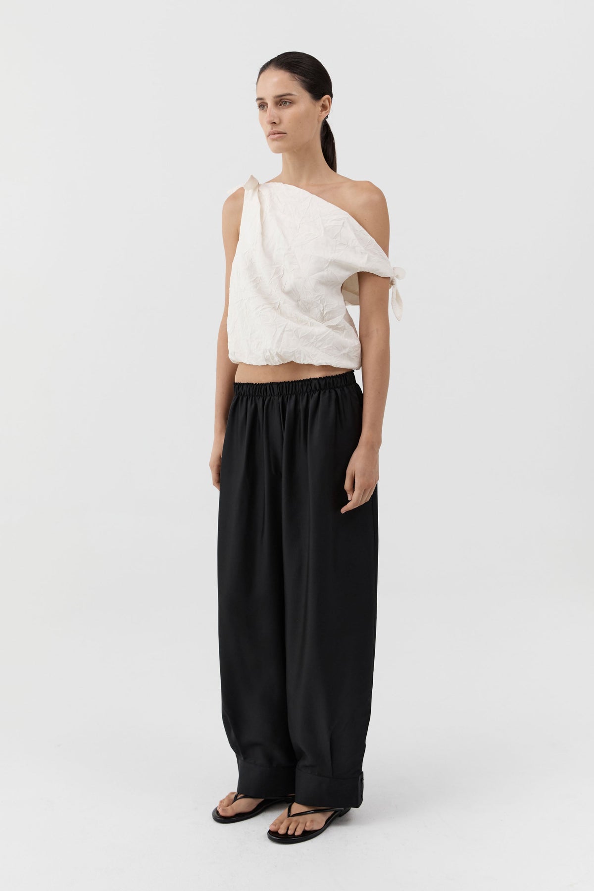 Crushed Silk Asymm Bow Top - Talco