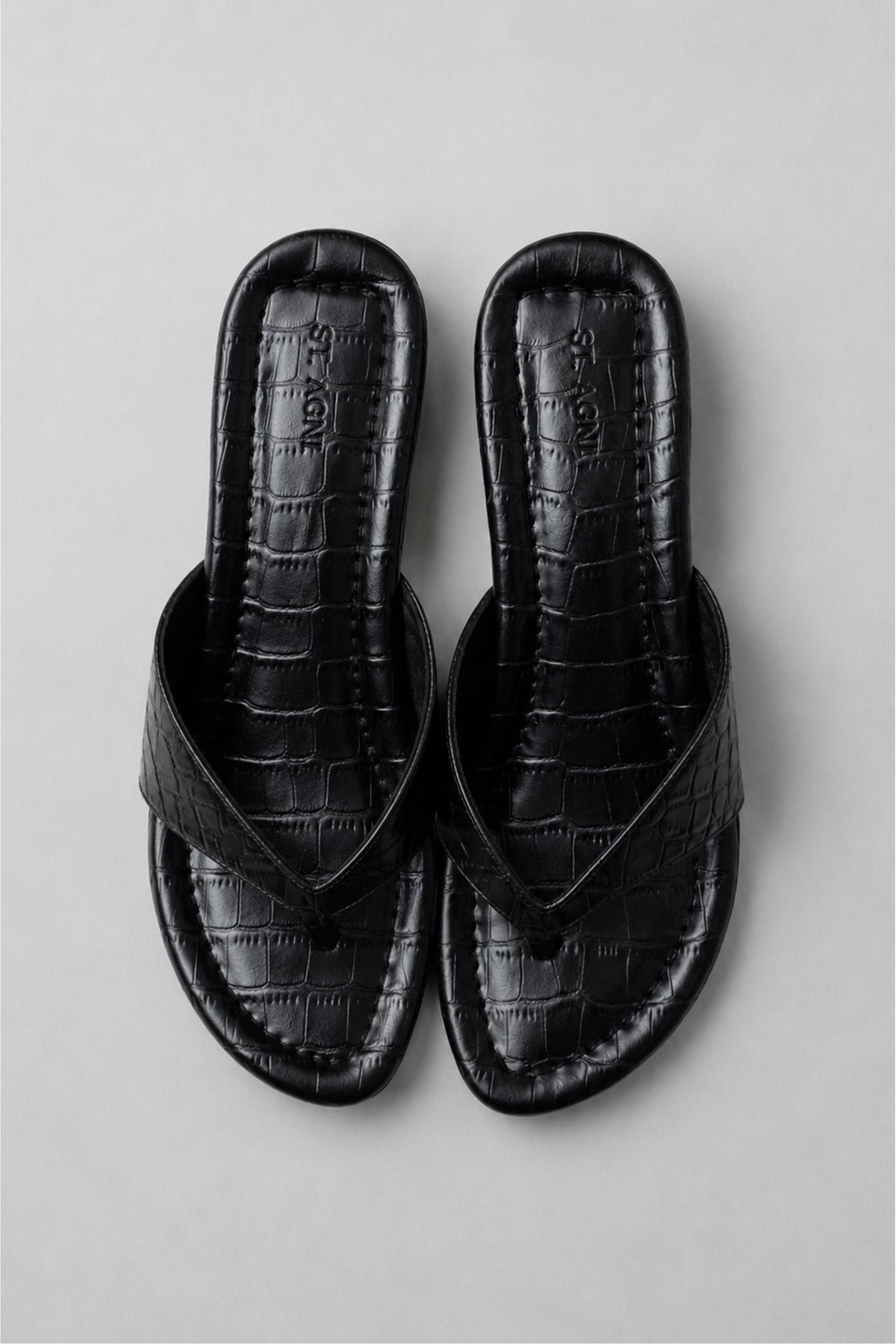 Everyday Thong Heel 50 - Croc Embossed Black