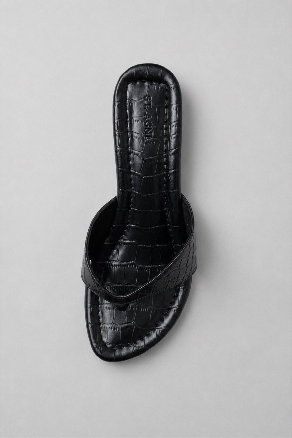 Everyday Thong Heel 50 - Croc Embossed Black