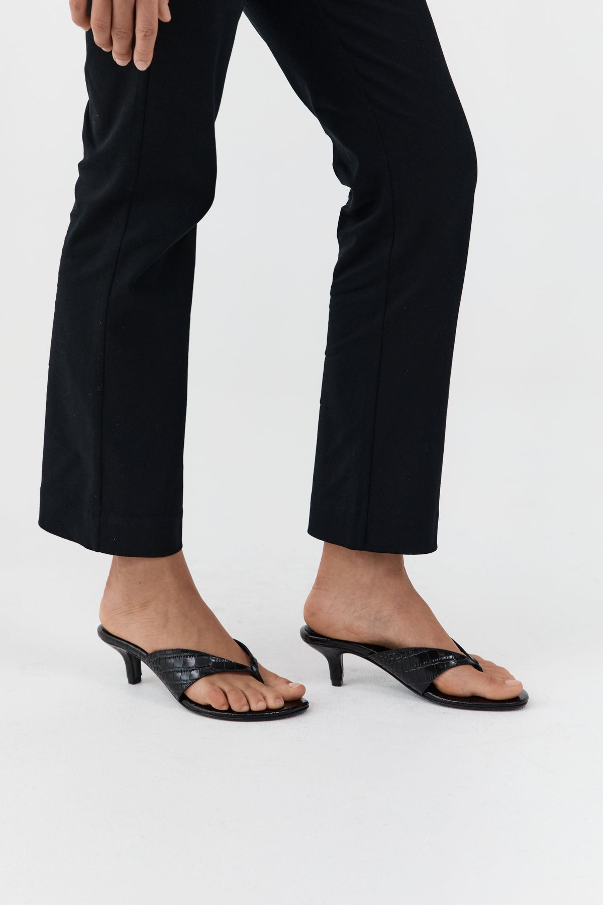 Everyday Thong Heel 50 - Croc Embossed Black