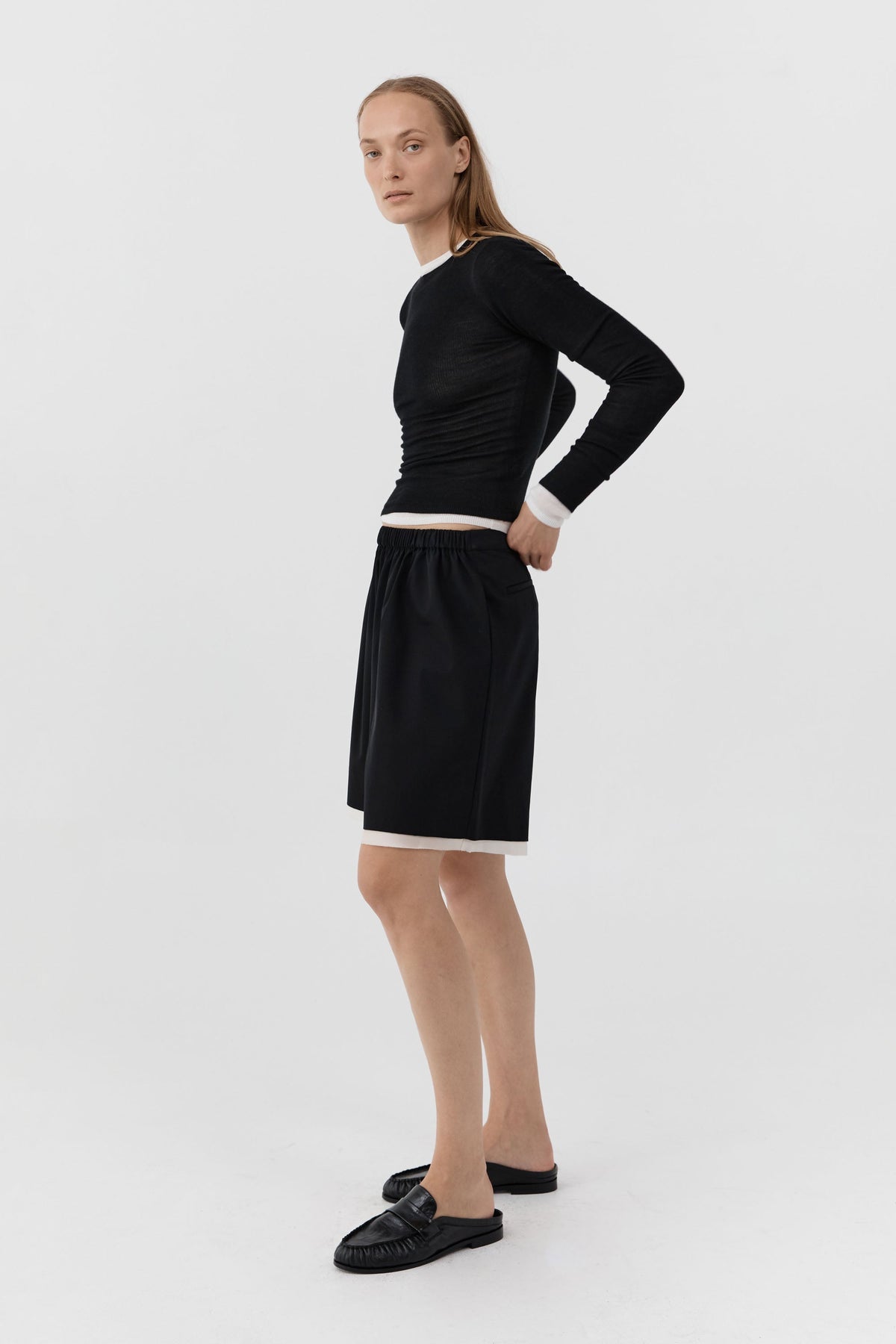 Layered Bermuda Shorts - Black