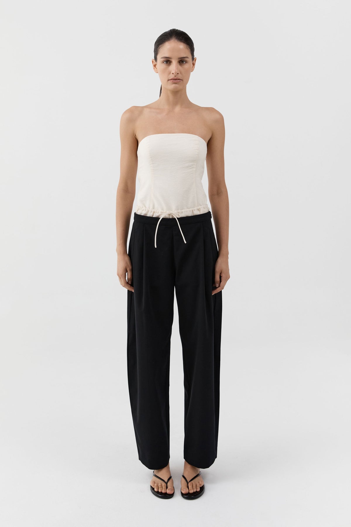 Layered Waist Balloon Pants - Black