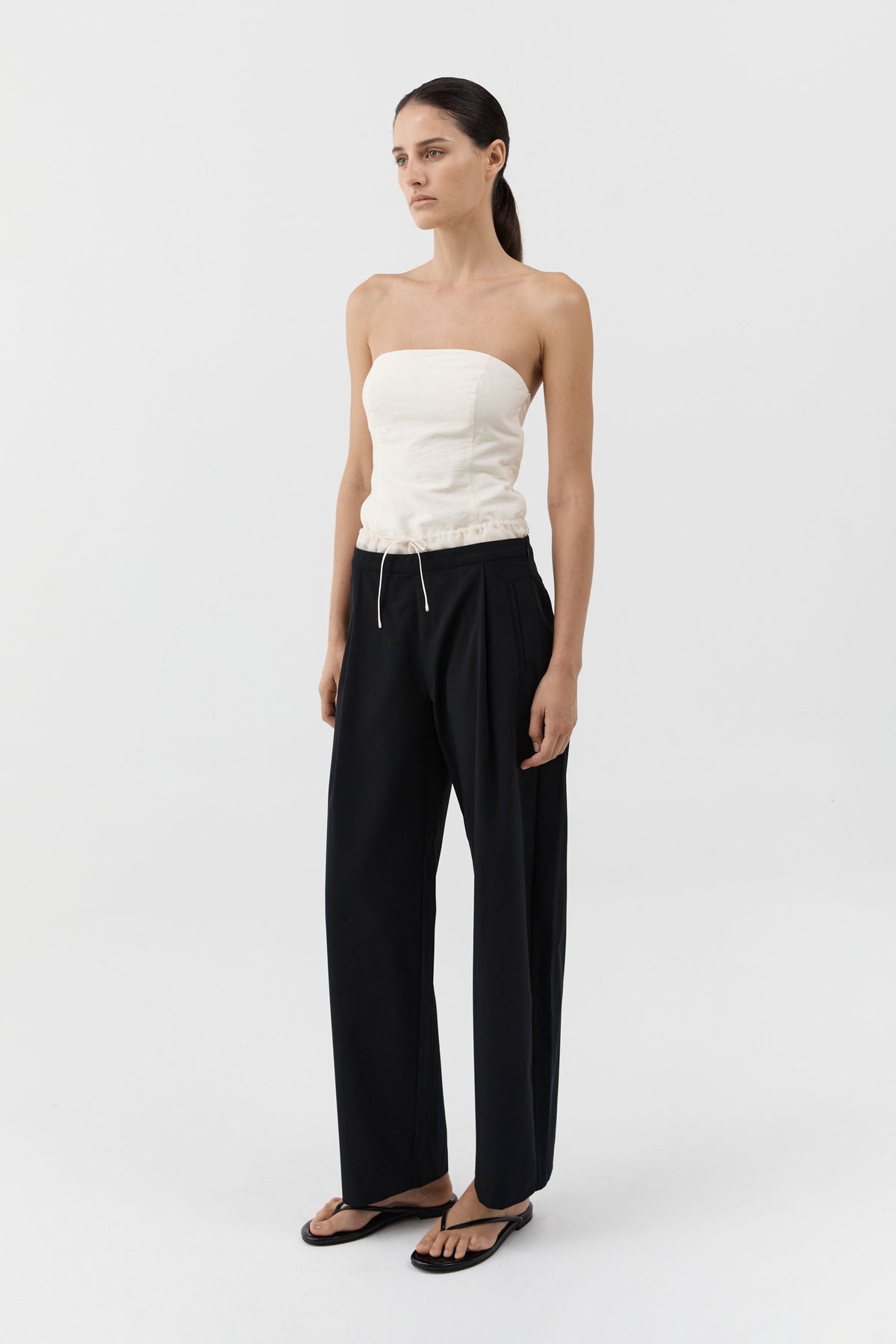 Layered Waist Balloon Pants - Black