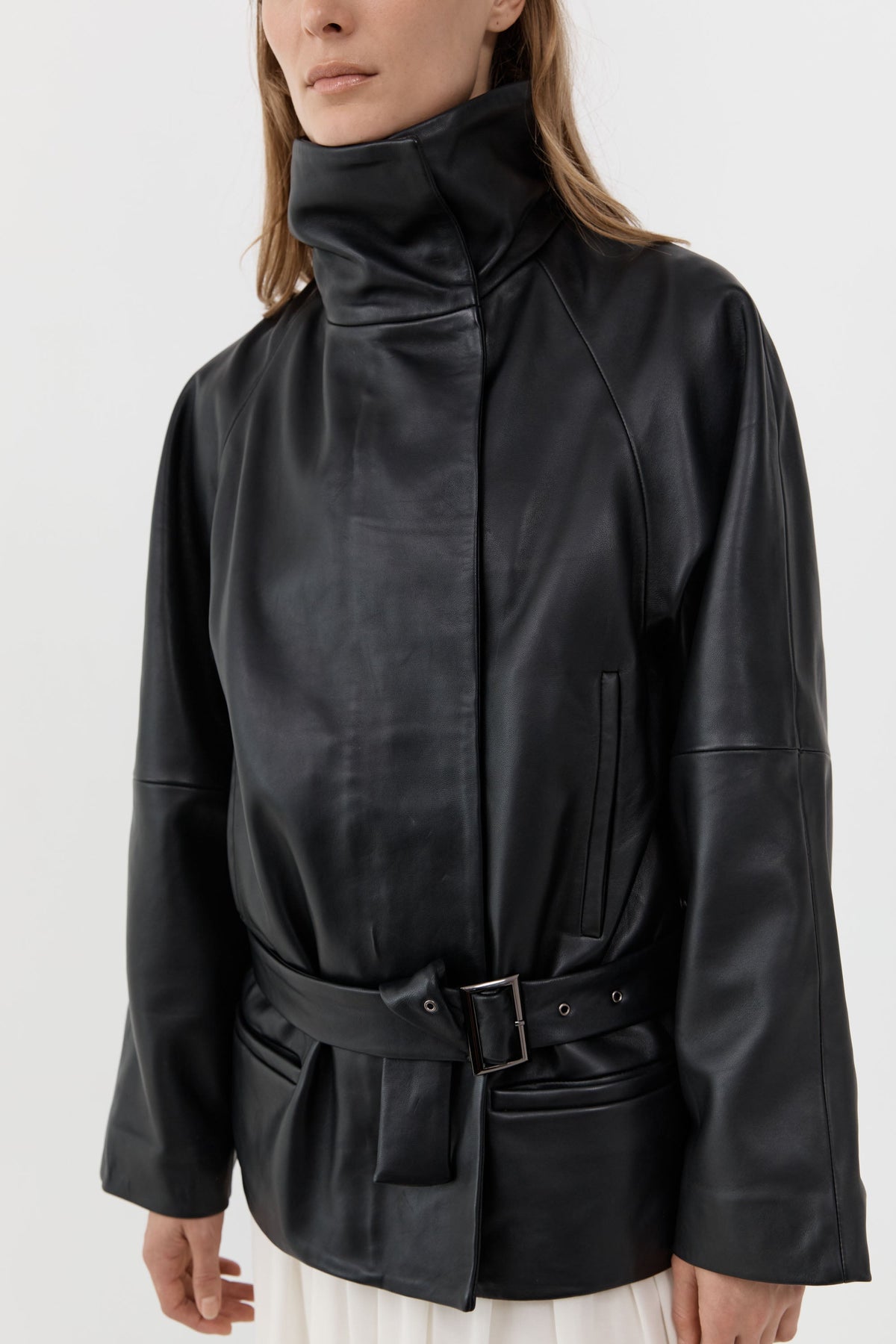 Leather Cinch Jacket - Black