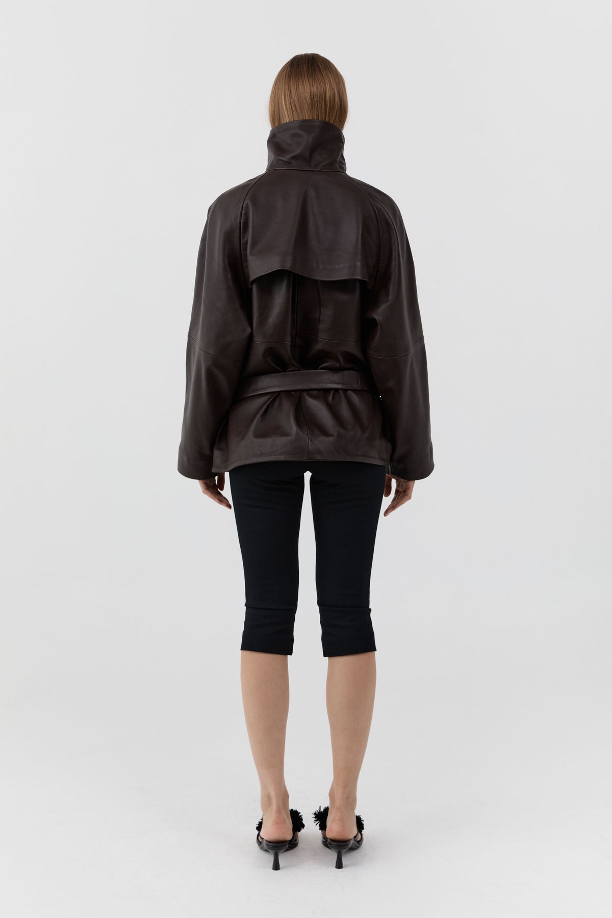 Leather Cinch Jacket - Chocolate