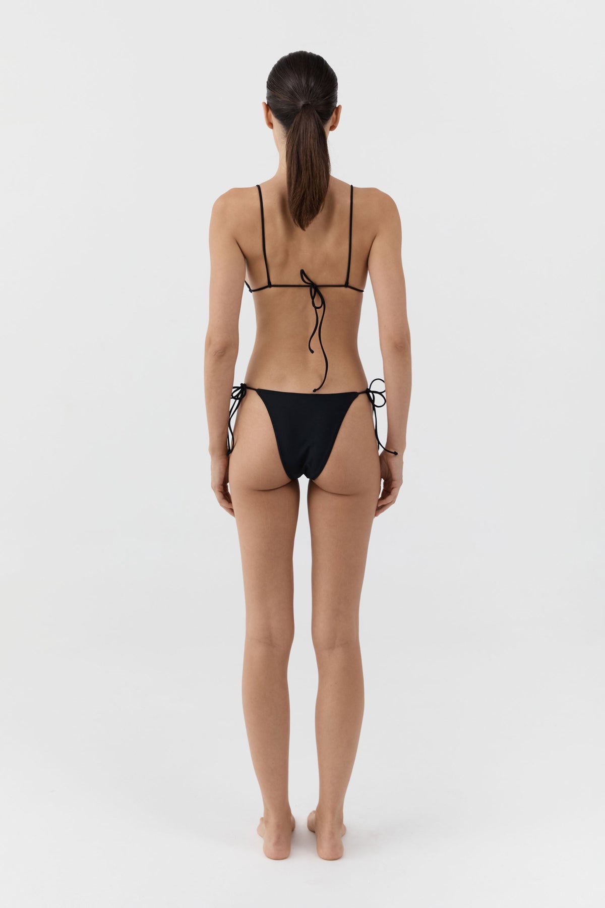 Longline Triangle Bikini Top - Black