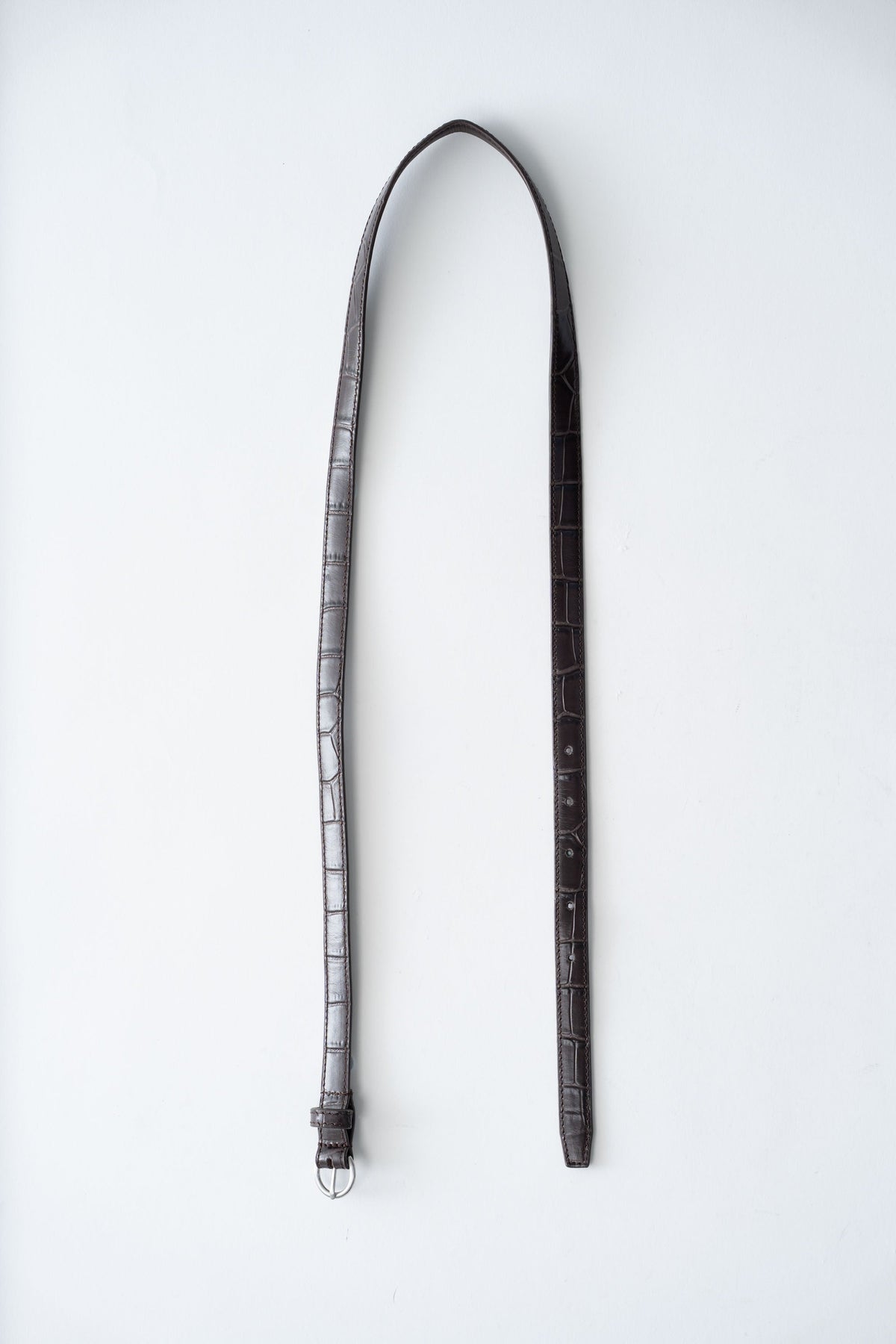 Minimal Slim Belt - Croc Embossed Coffee