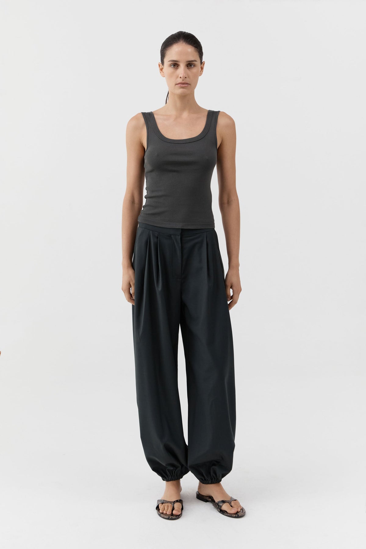Organic Cotton Scooped Ballerina Top - Dark Moss