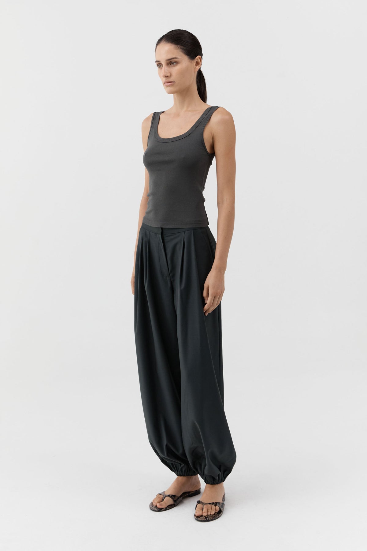 Organic Cotton Scooped Ballerina Top - Dark Moss