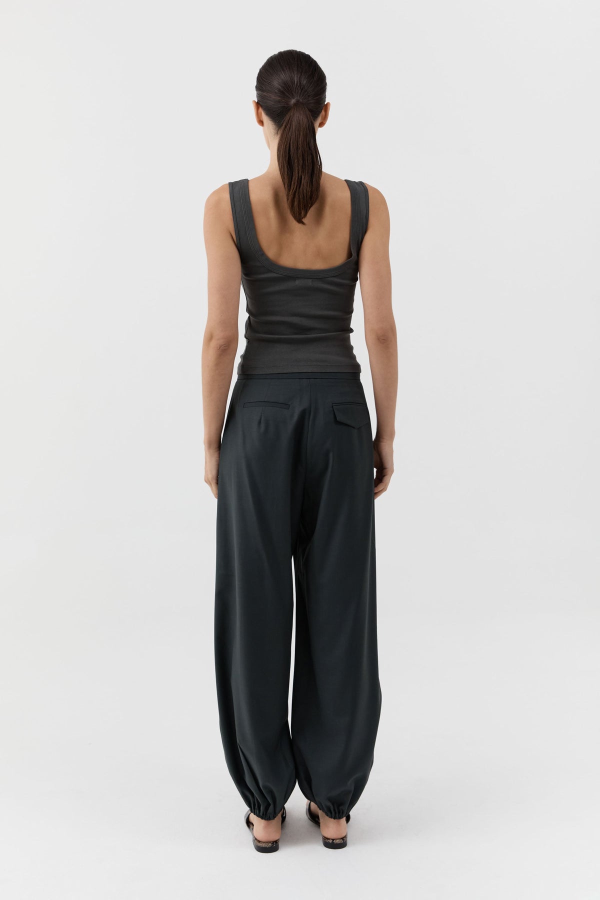 Organic Cotton Scooped Ballerina Top - Dark Moss