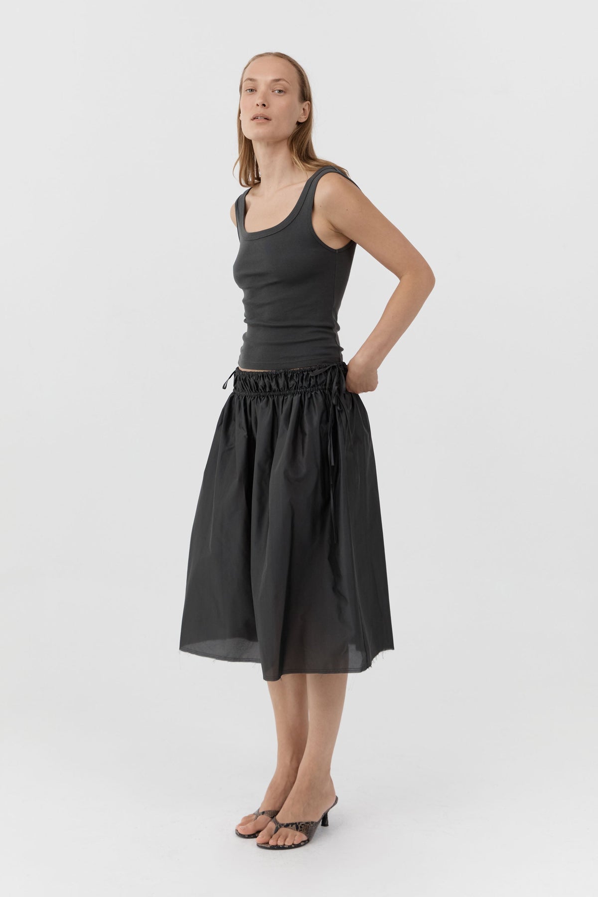 Organic Cotton Scooped Ballerina Top - Dark Moss