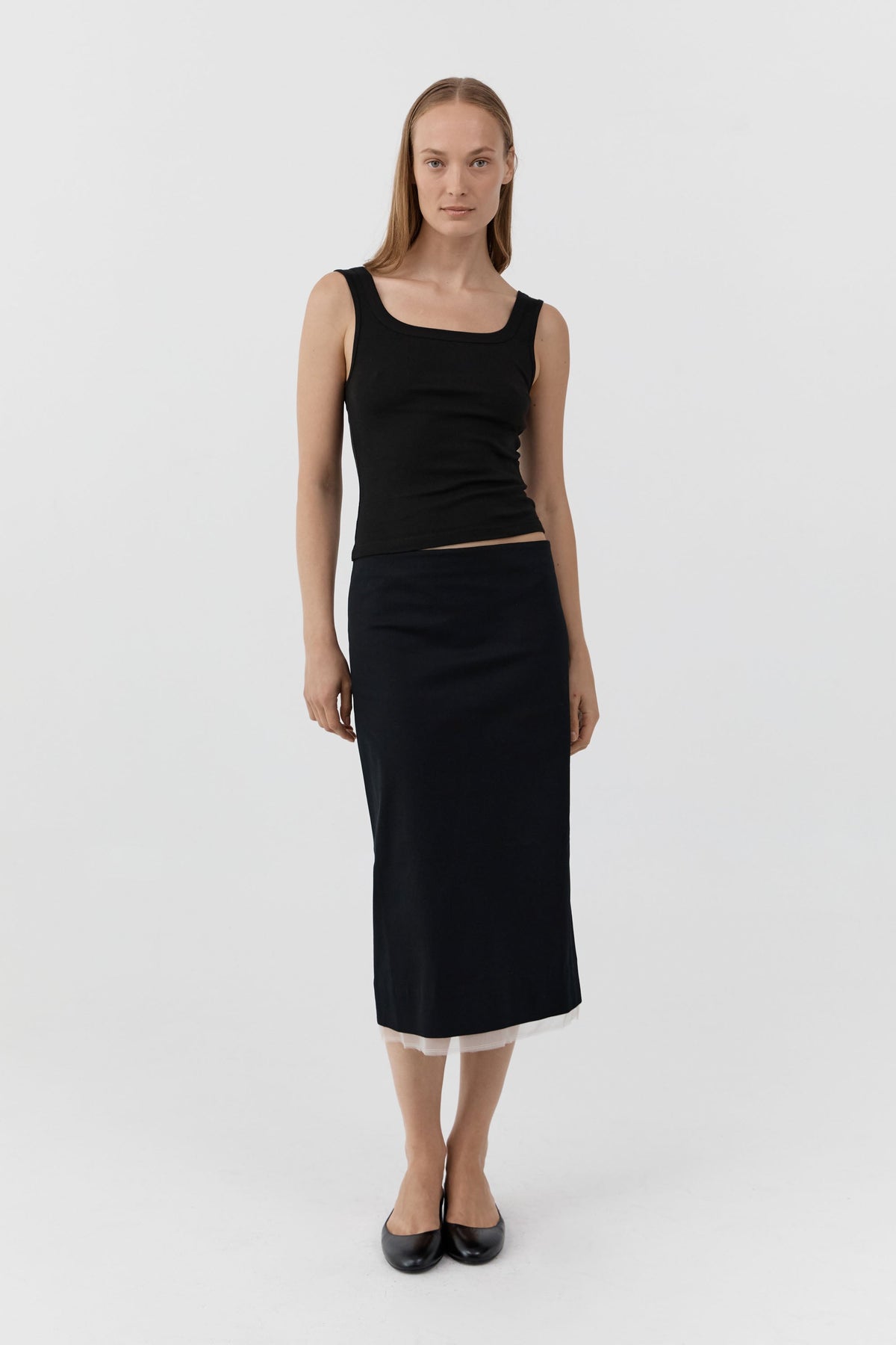 Organic Cotton Scooped Ballerina Top - Jet Black