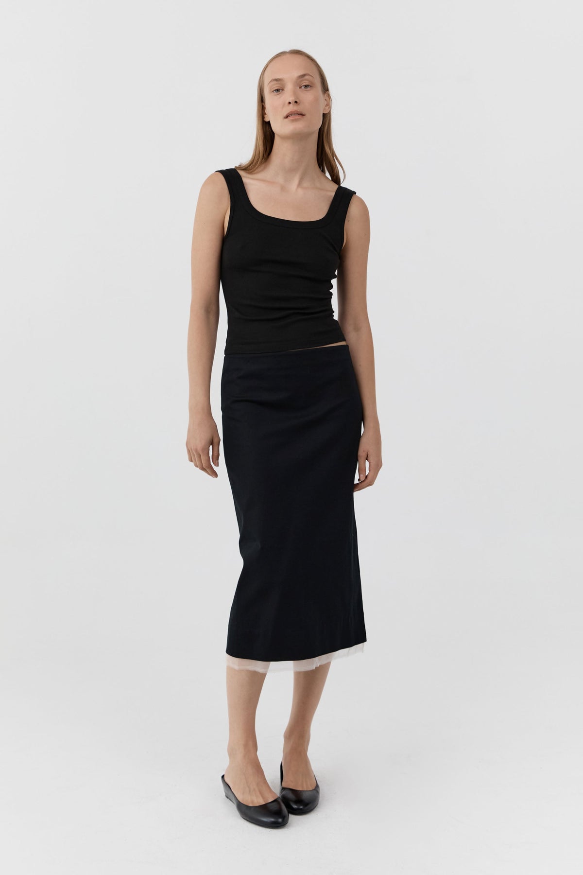Organic Cotton Scooped Ballerina Top - Jet Black