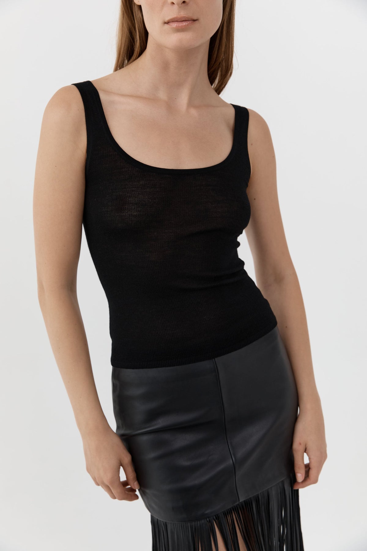 Organic Cotton Scooped Ballerina Top - Jet Black