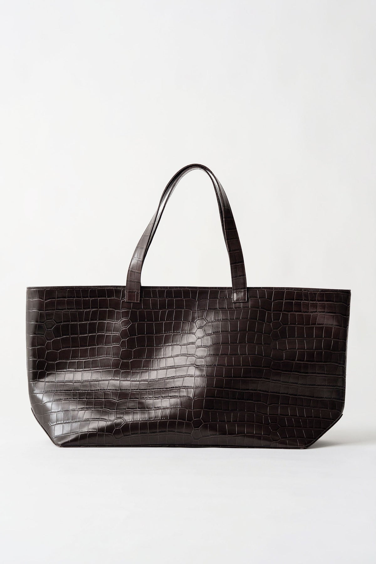 Oversized Carryall Tote - Croc Embossed Coffee
