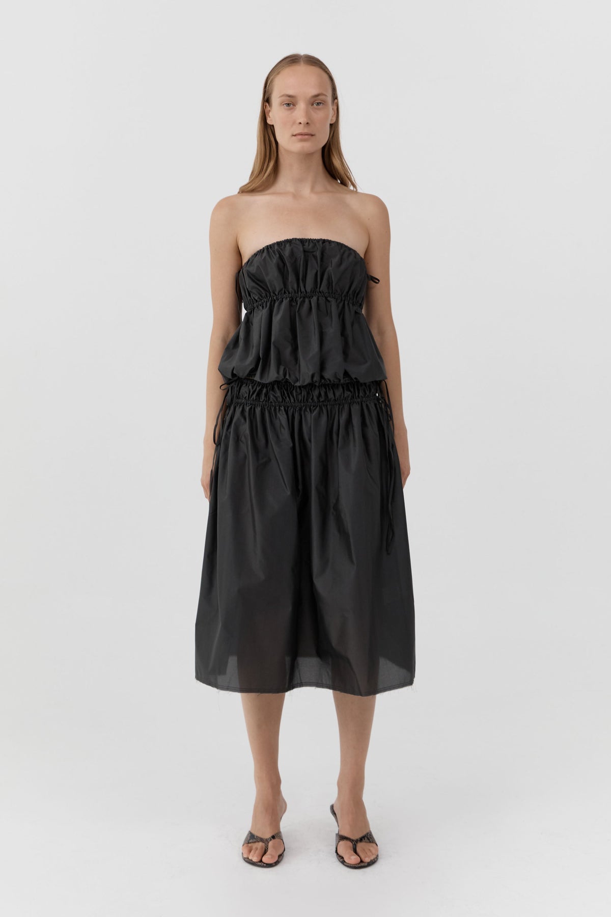 Paper Taffeta Drawstring Skirt - Dark Vetiver