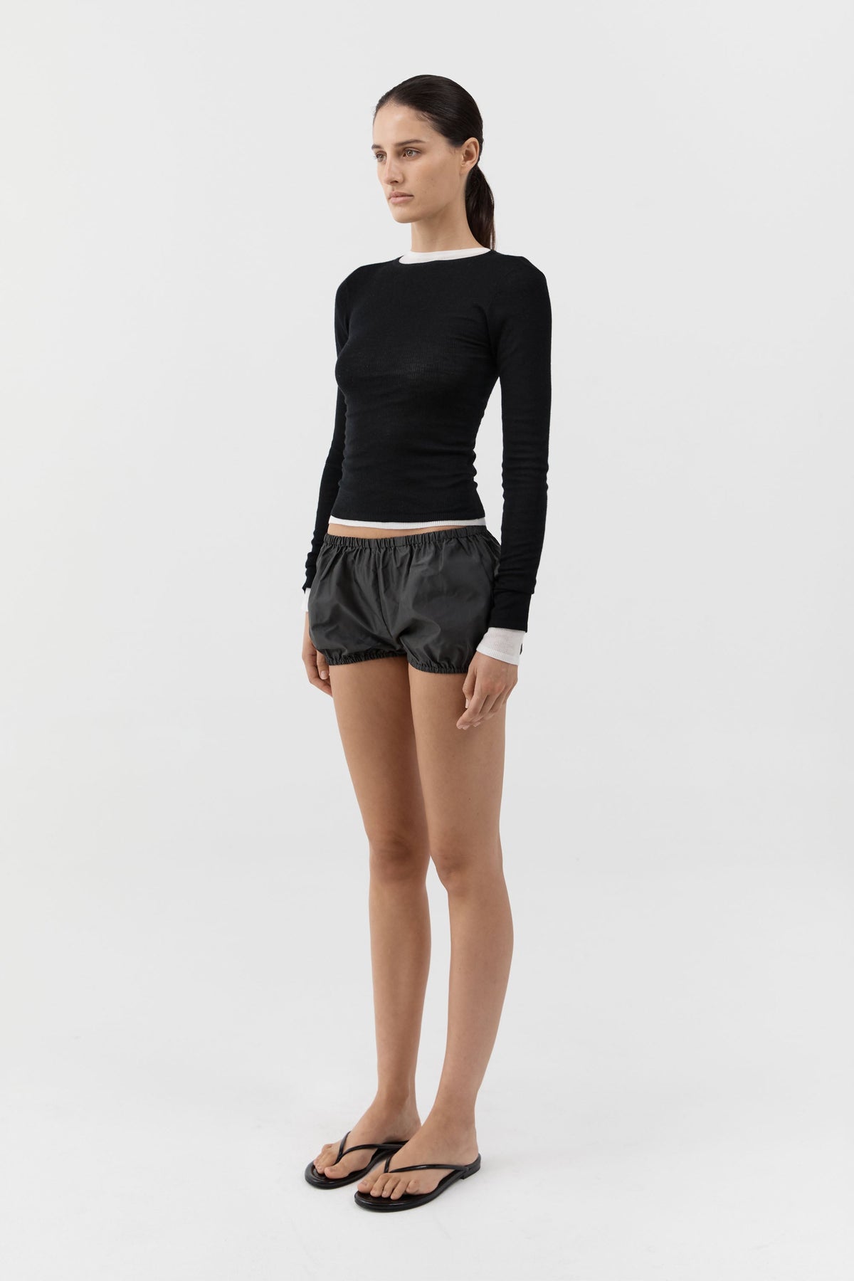 Paper Taffeta Petite Shorts - Dark Vetiver