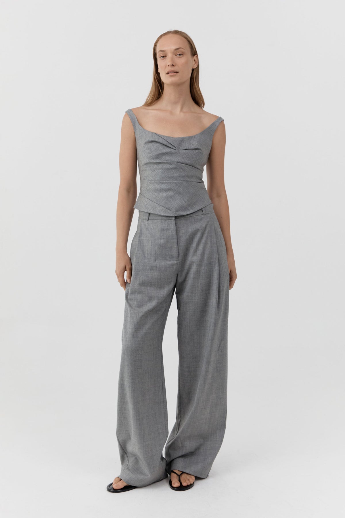 Pleat Slouch Pants - Cobblestone