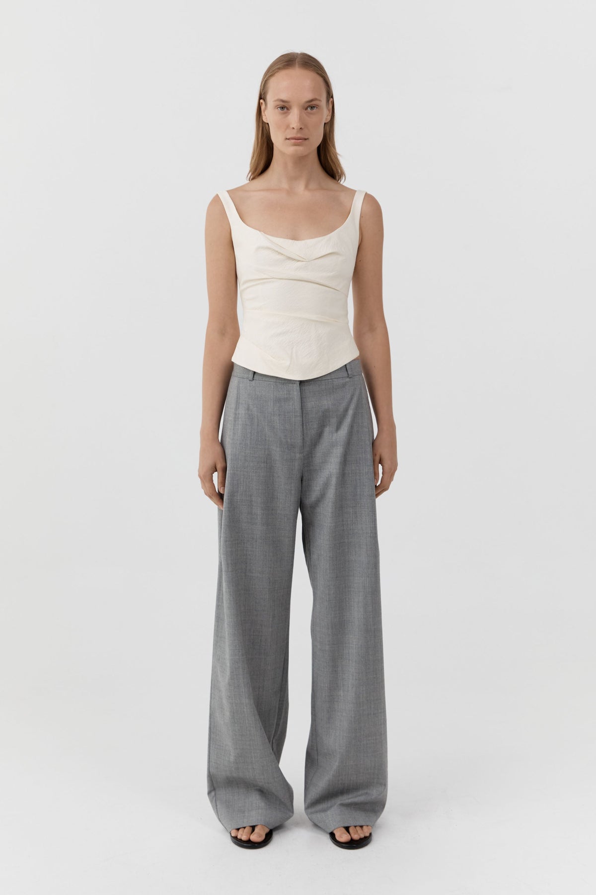 Raw Silk Draped Bodice - Cloud Cream