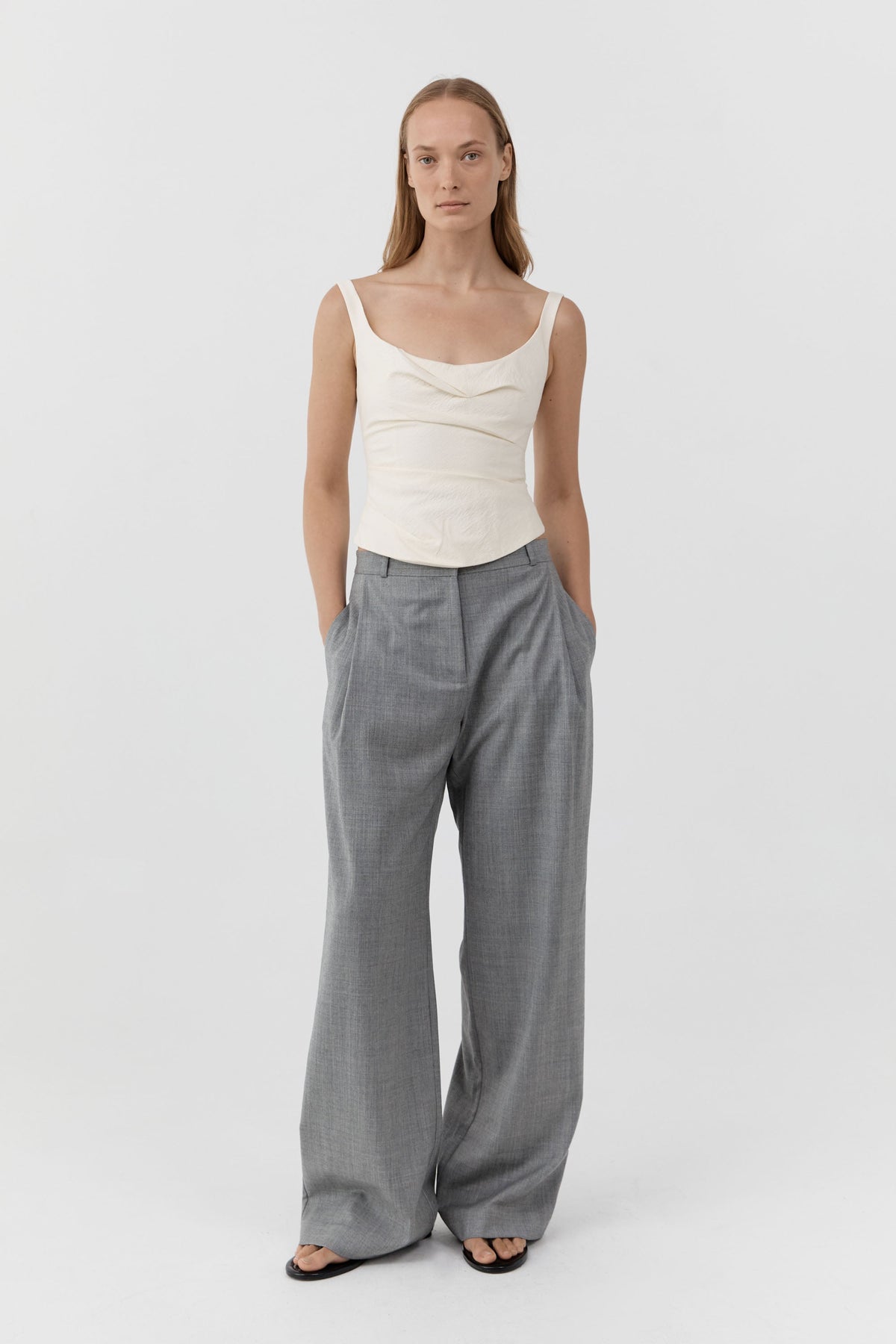 Raw Silk Draped Bodice - Cloud Cream