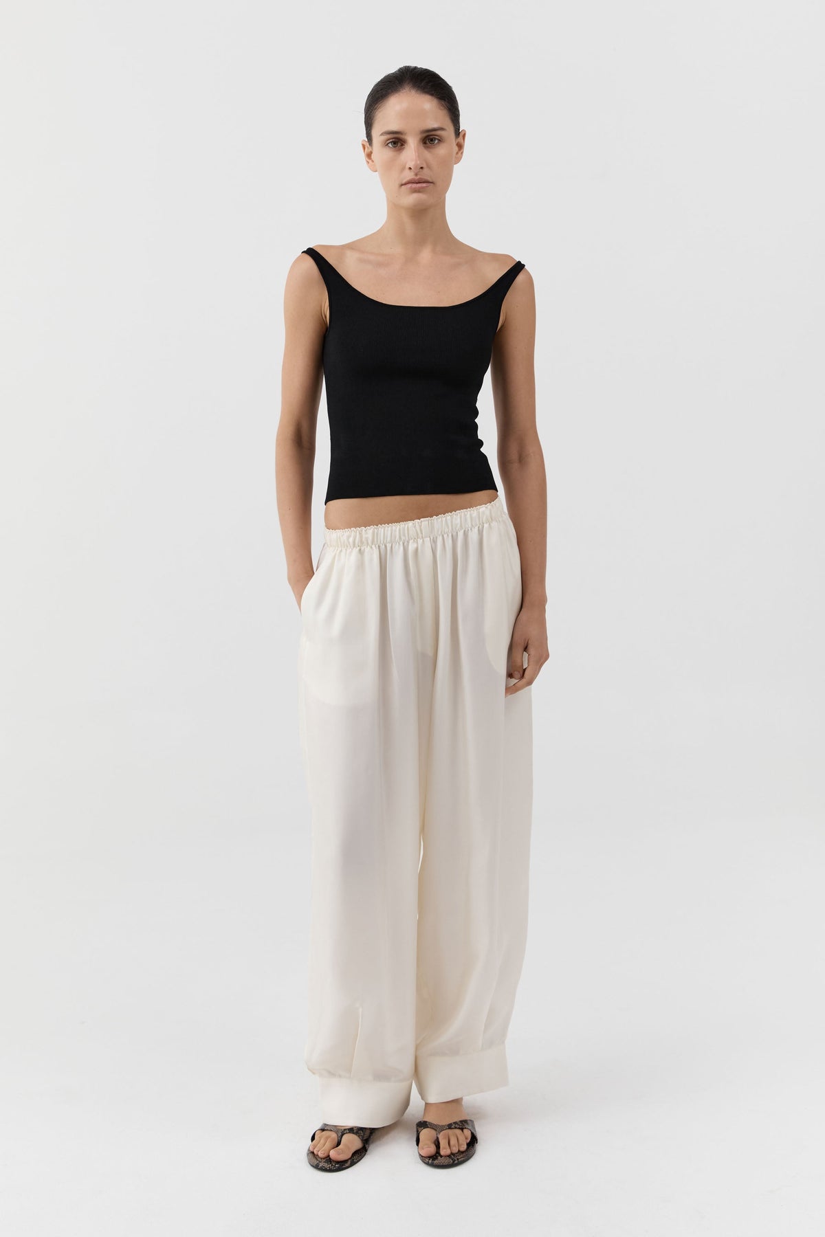 Silk Twill Everyday Cuffed Pants - Talco