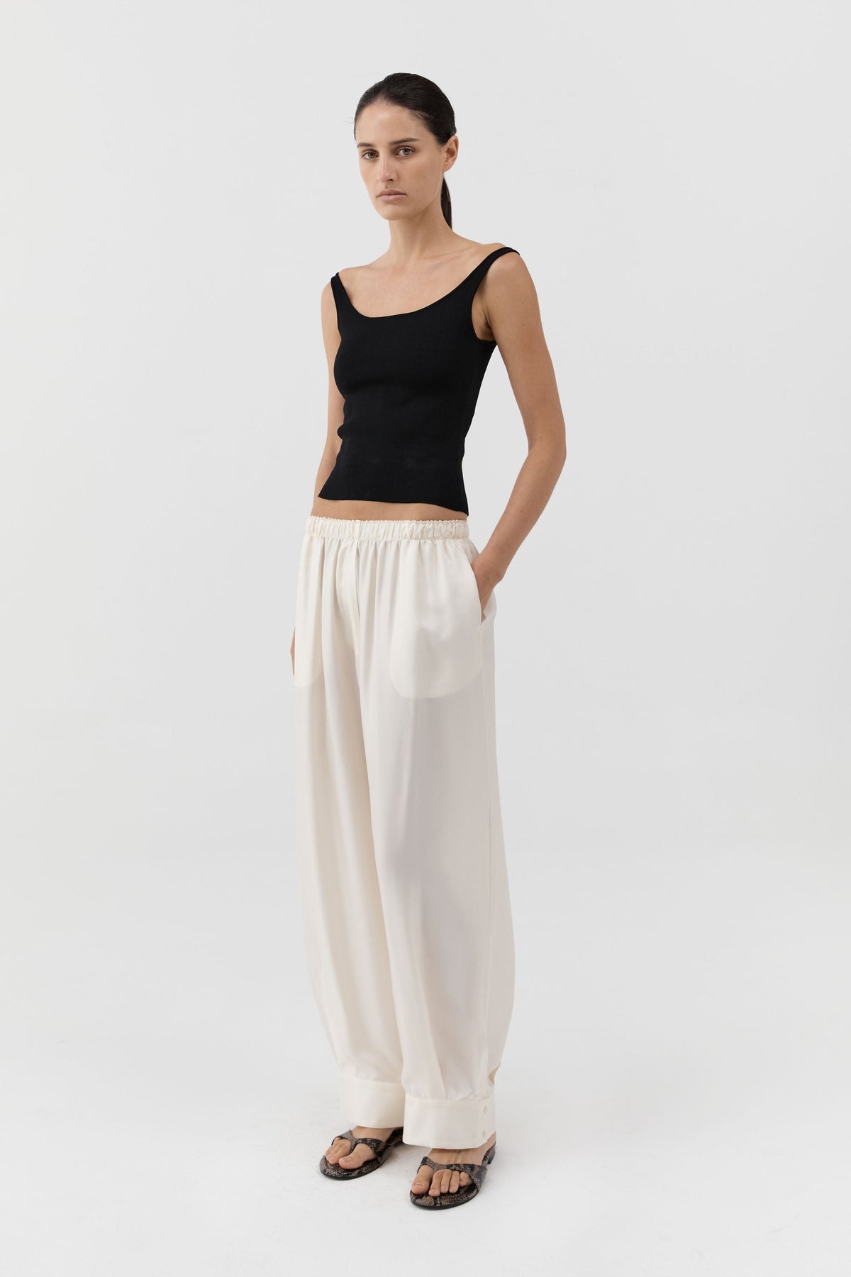 Silk Twill Everyday Cuffed Pants - Talco