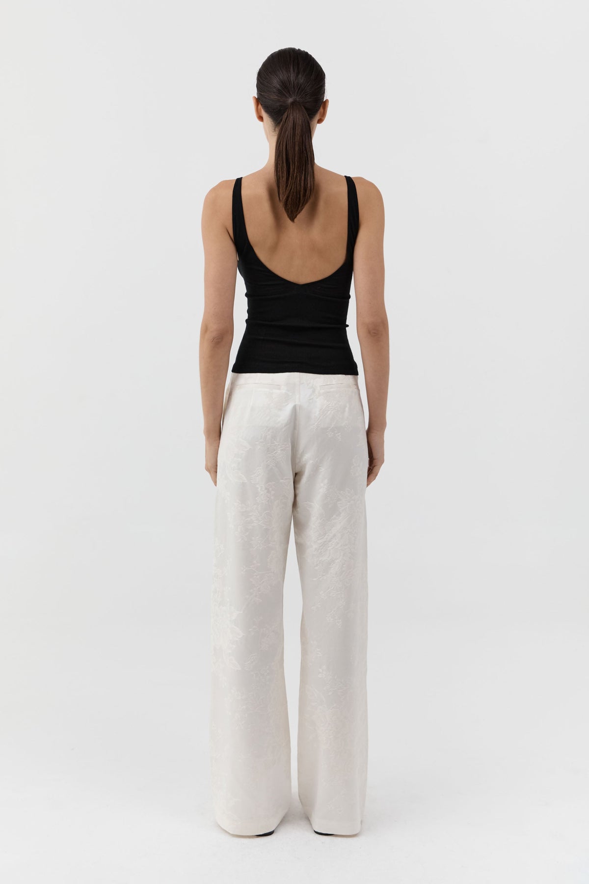 Silk Wool Jacquard Minimal Pants - Talco