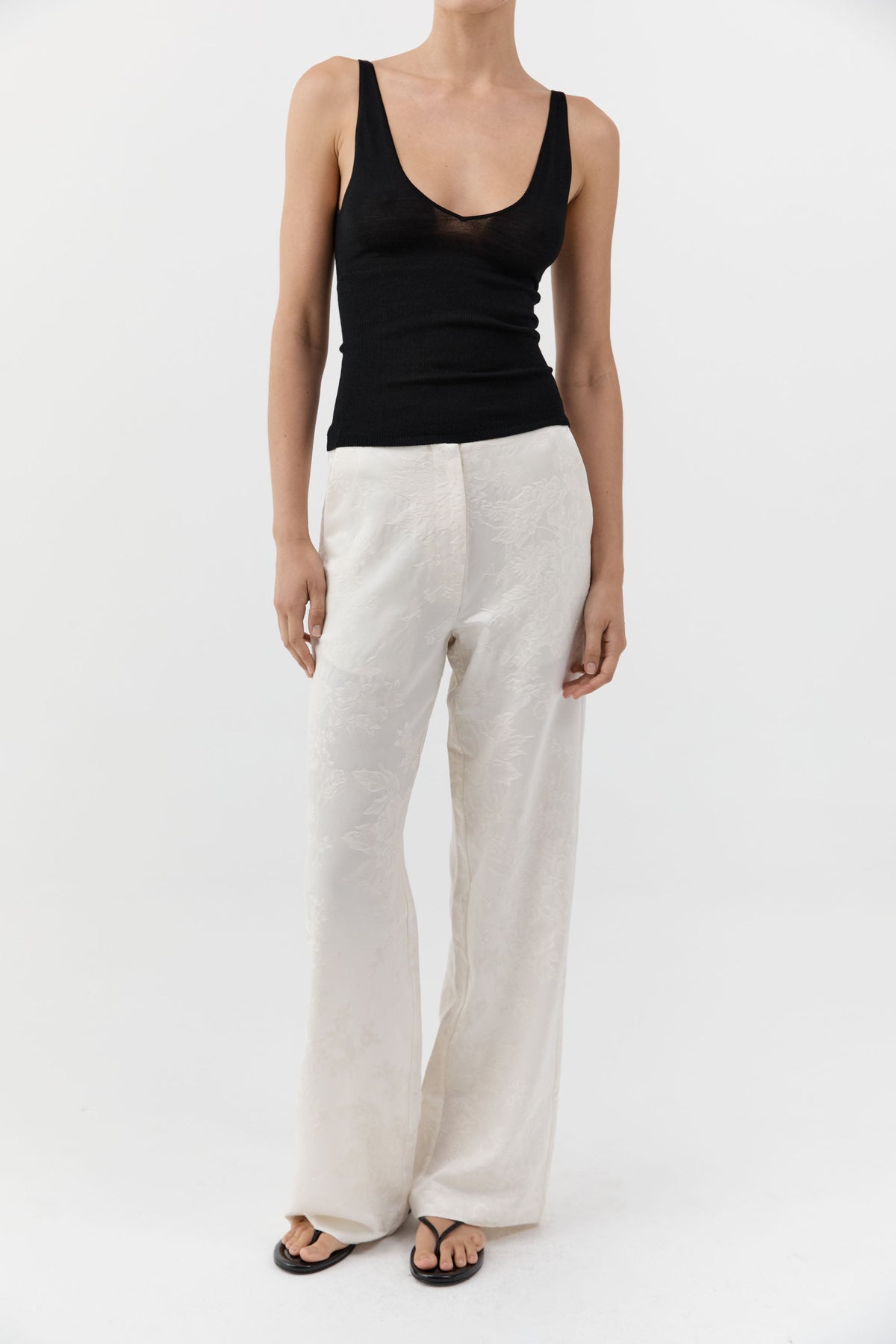 Silk Wool Jacquard Minimal Pants - Talco