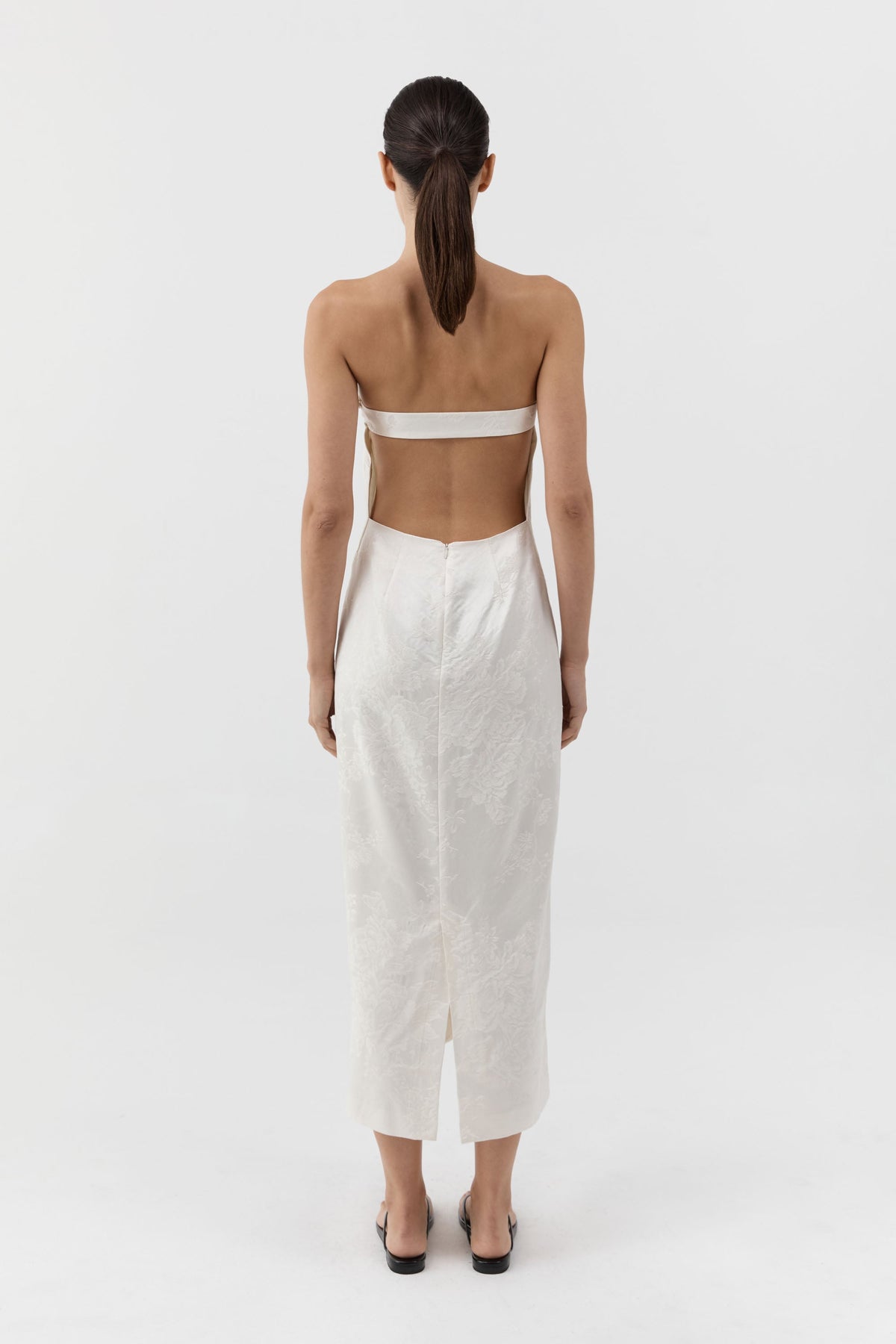 Silk Wool Jacquard Strapless Dress - Talco