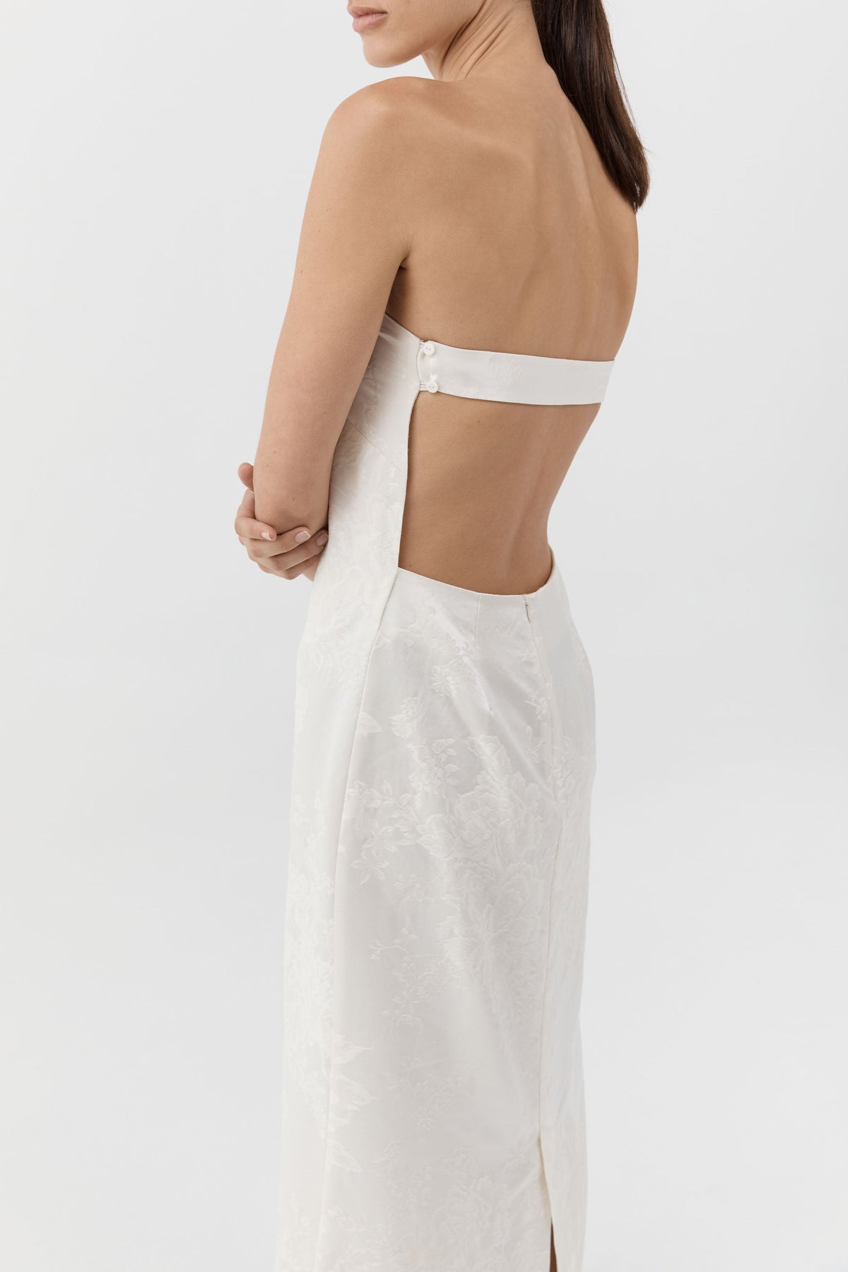 Silk Wool Jacquard Strapless Dress - Talco