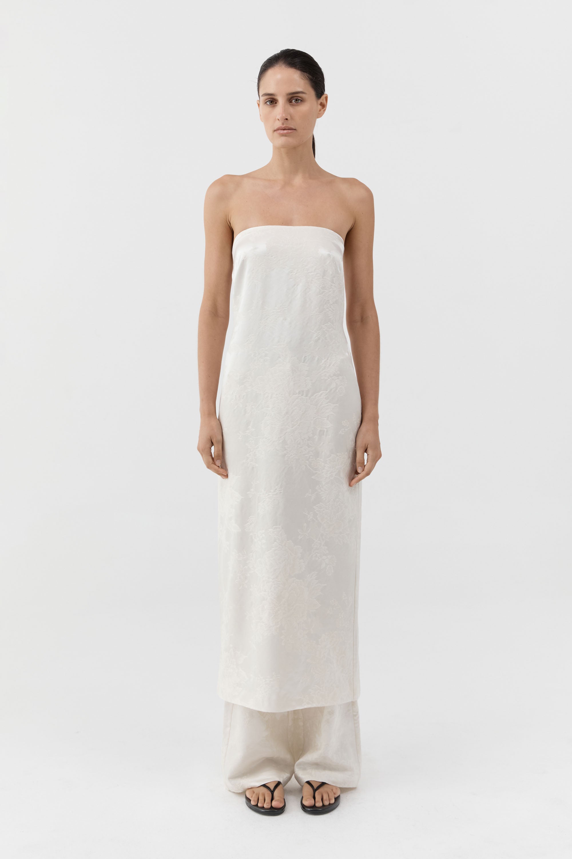 Silk Wool Jacquard Strapless Dress - Talco
