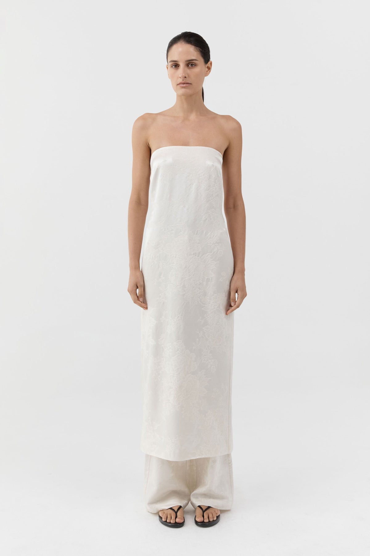 Silk Wool Jacquard Strapless Dress - Talco