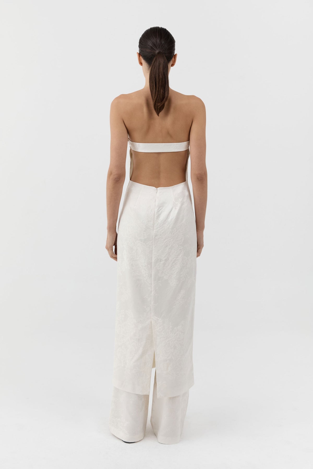 Silk Wool Jacquard Strapless Dress - Talco