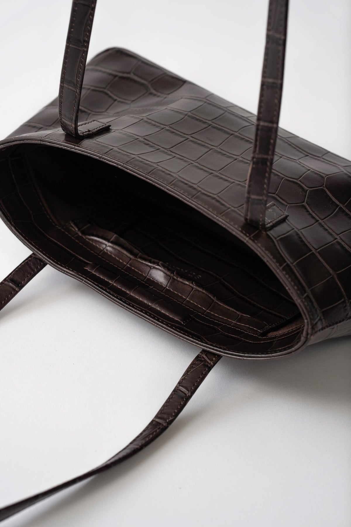 Slim Shoulder Bag - Croc Embossed Coffee