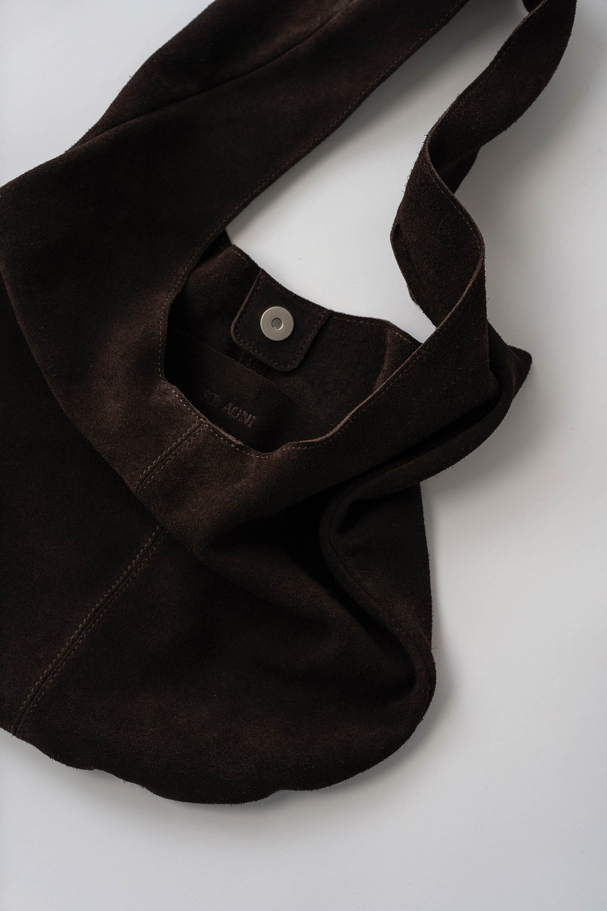 Soft Oval Shoulder Bag - Coffee Suede