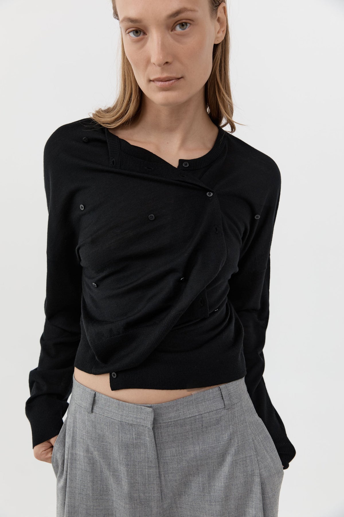 Superfine Merino Wool Cardigan - Black