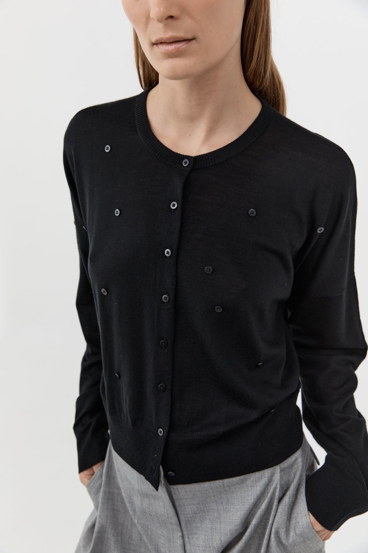 Superfine Merino Wool Cardigan - Black