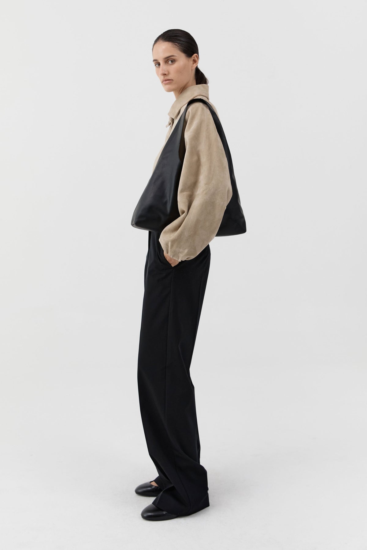 Triangle Hobo Bag - Black