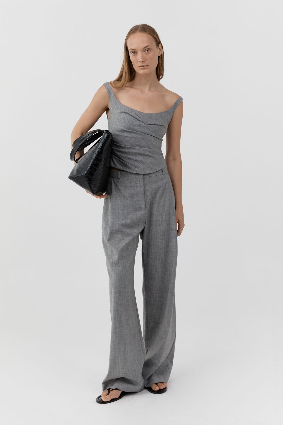Wool Draped Bodice - Cobblestone