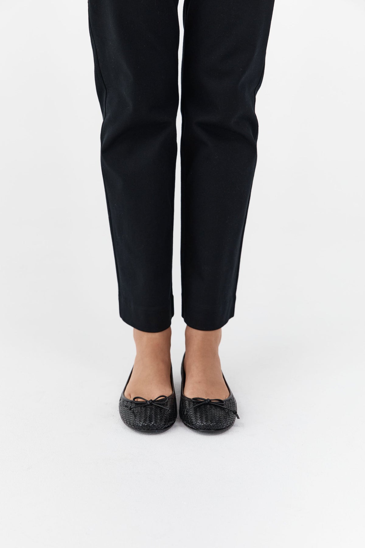 Woven Bow Ballet Flat - Black Woven