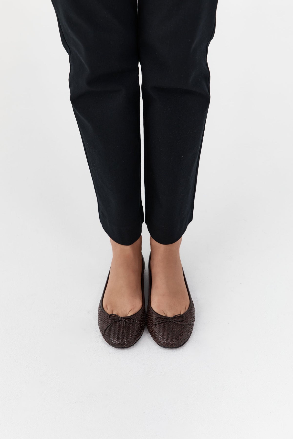 Woven Bow Ballet Flat - Coffee Woven