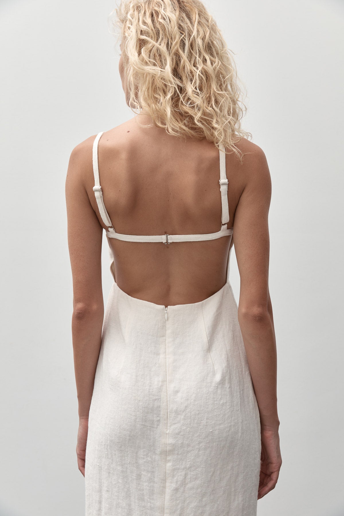 Linen Open Back Dress - Ivory