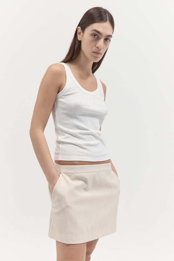 Tailored Wool Mini Skirt - Fog