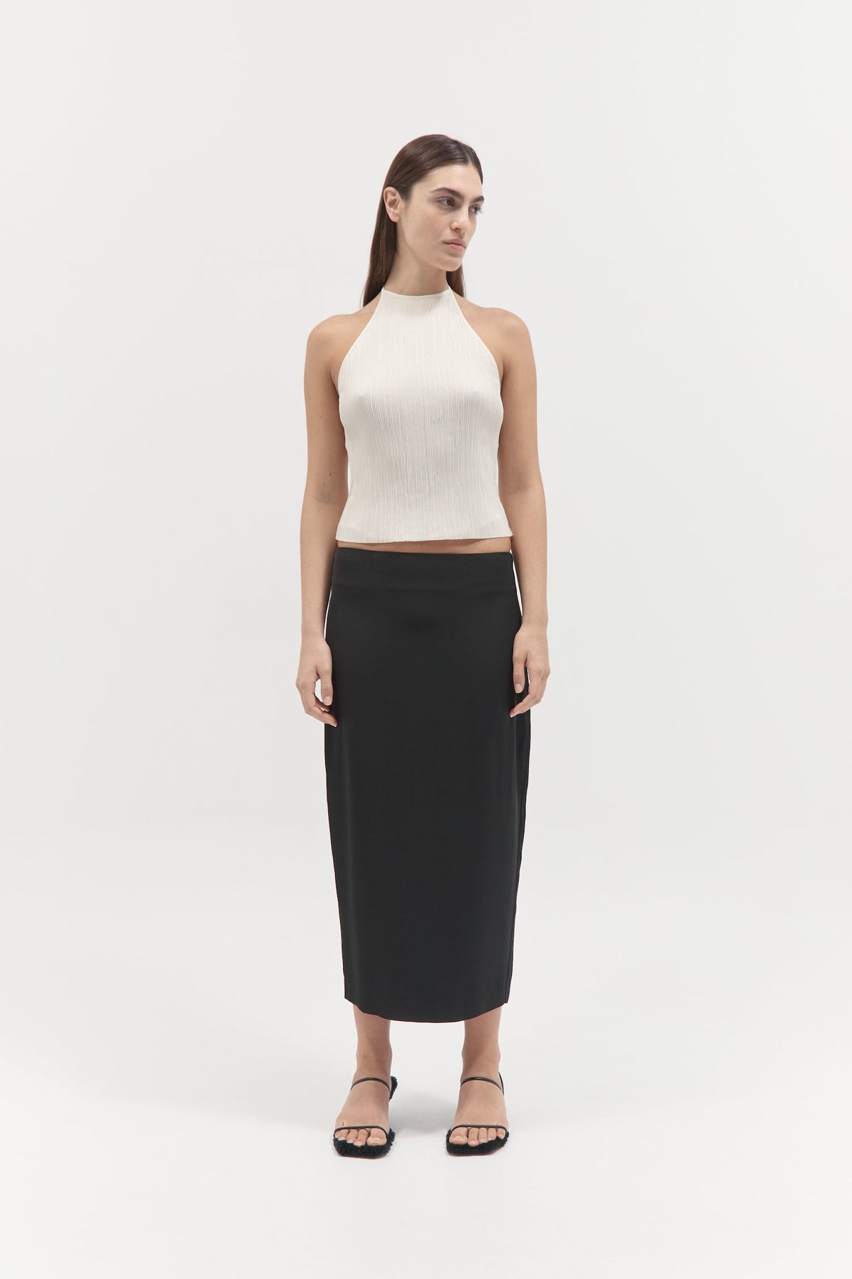 Pleated Halter Top - Oyster