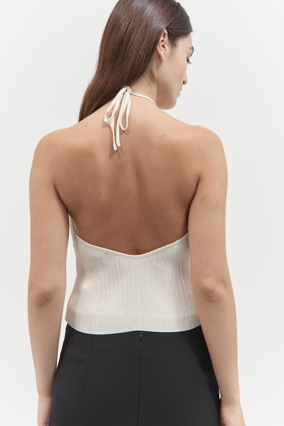 Pleated Halter Top - Oyster