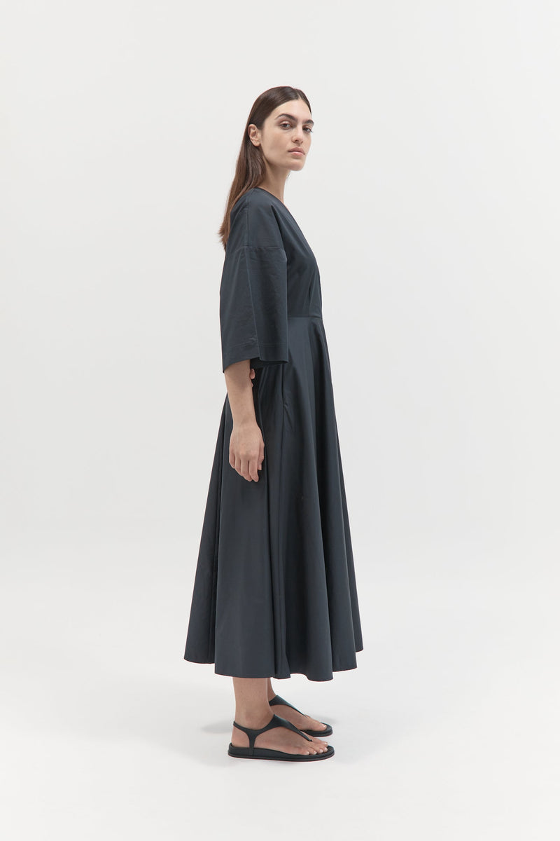 Poplin Kimono Sleeve Dress - Black