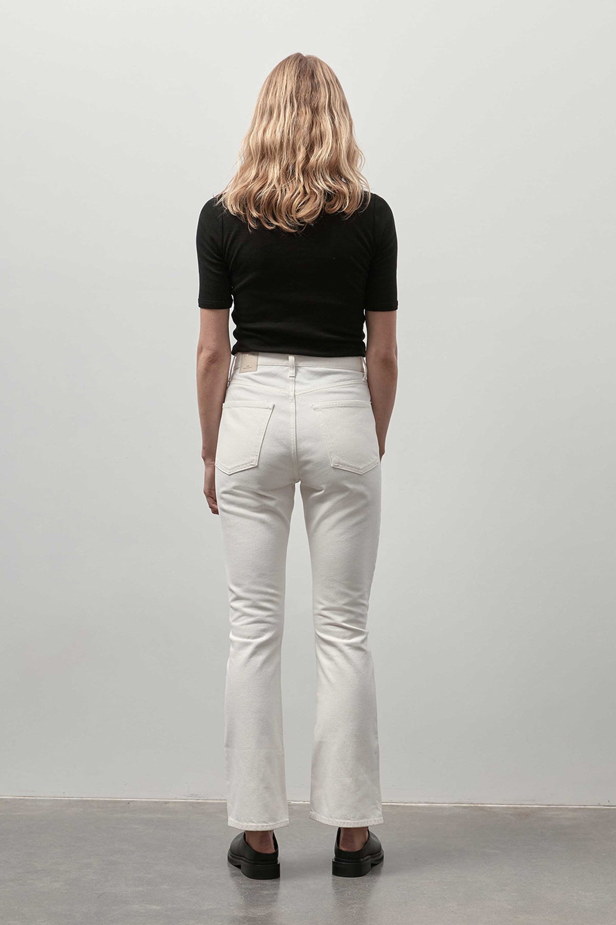 High Waist Crop Flare Jeans - Off White
